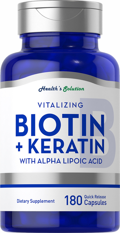 Biotin 5000 mcg (5mg) Plus Keratin, 180 Quick Release Capsules